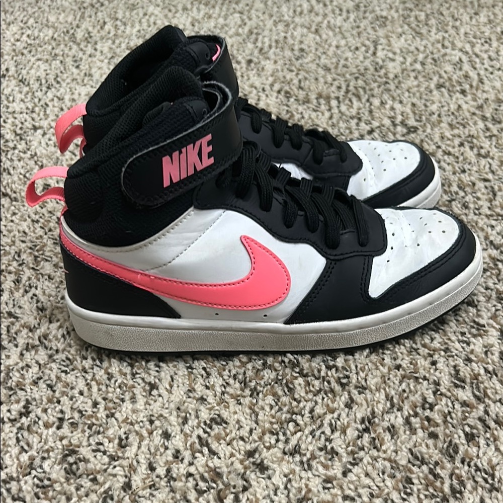 Nike Black and Pink High-Top Sneakers